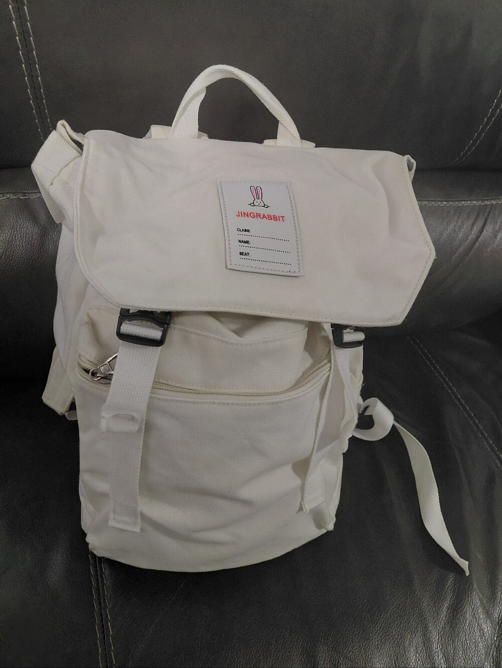 Jingrabbit White Canvas Backpack for Men - Casual Urban Daypack
